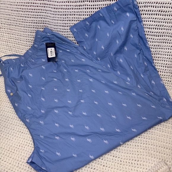 Polo Ralph Lauren Men's Pajama Pants 4XL All Over Pony Woven Light Blue RY27RX - Picture 2 of 4